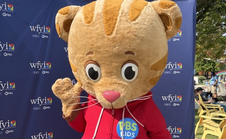 Daniel Tiger walk around character waves from 2026 Indiana State Fair