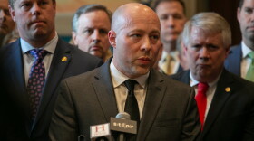 Representative Cody Smith, R-Carthage, speaks at a press conference after the House finishes the final day of the session at the Missouri State Capitol Building on Friday, May 14, 2021, in Jefferson City. Smith was a critical figure in the decision not to fund Medicaid expansion.