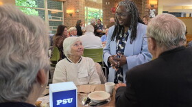 Menah Pratt, the new regional chancellor for the Penn State campuses in Hazleton, Scranton and Wilkes-Barre, speaks to community members in Hazleton on Tuesday.