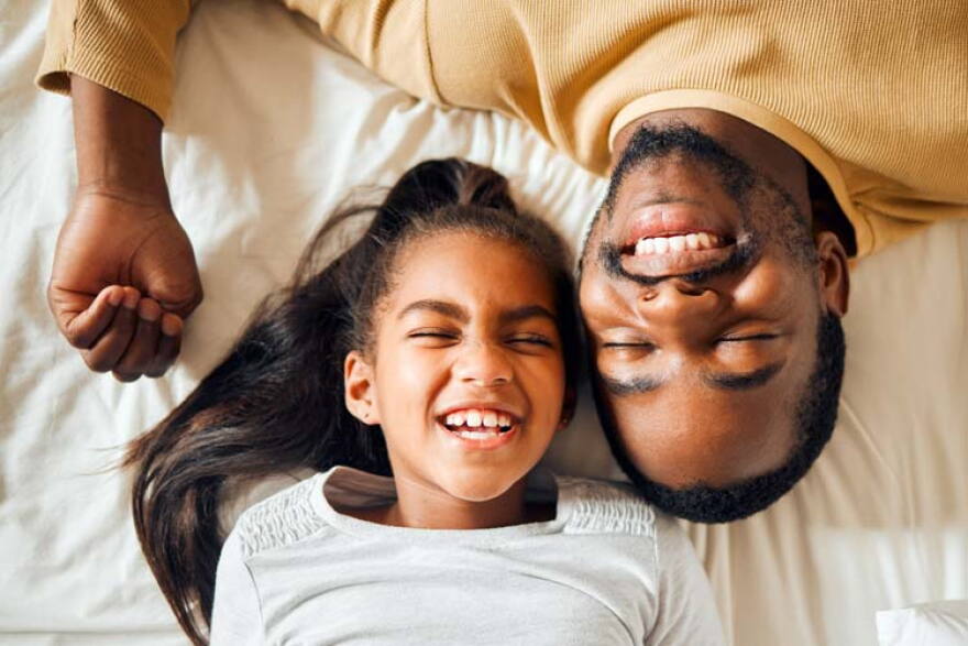 A family laughing together