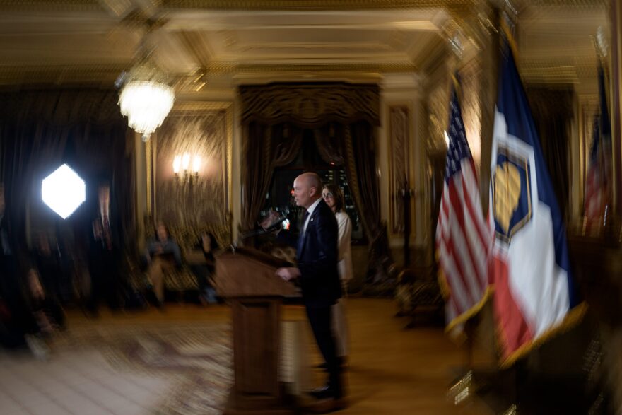 Gov. Spencer Cox speaks during a press conference at the Capitol in Salt Lake City on the final night of the legislative session, Friday, March 6, 2026.