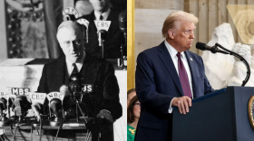 Franklin Deleanor Roosevelt in 1941 and President Donald Trump in 2025 invoking the Alien Enemies Act.