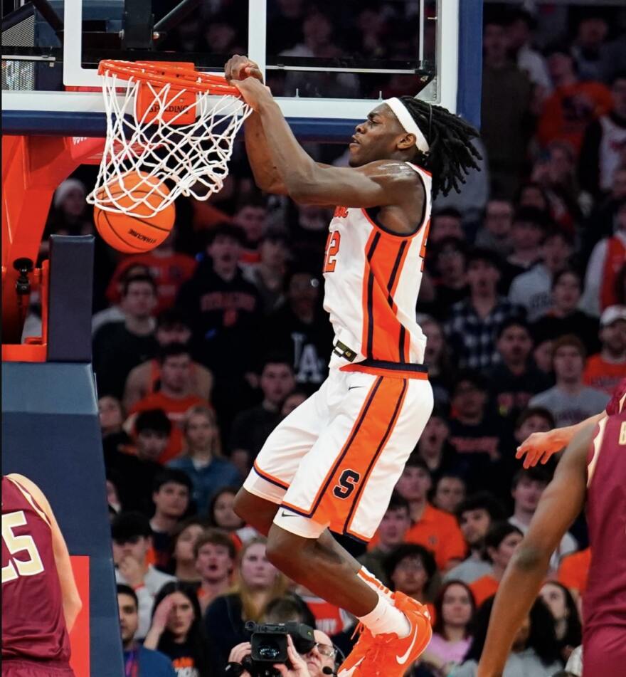 Forward William Kyle throws down a dunk in SU’s win over Florida State.