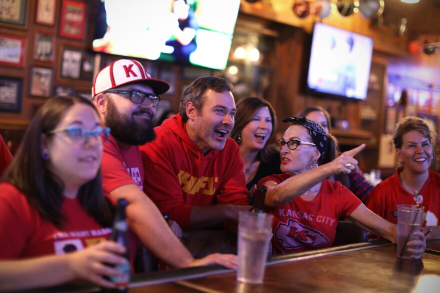 Kansas City Chiefs fans gather at Chappell's Restaurant & Sports Museum in North Kansas City.