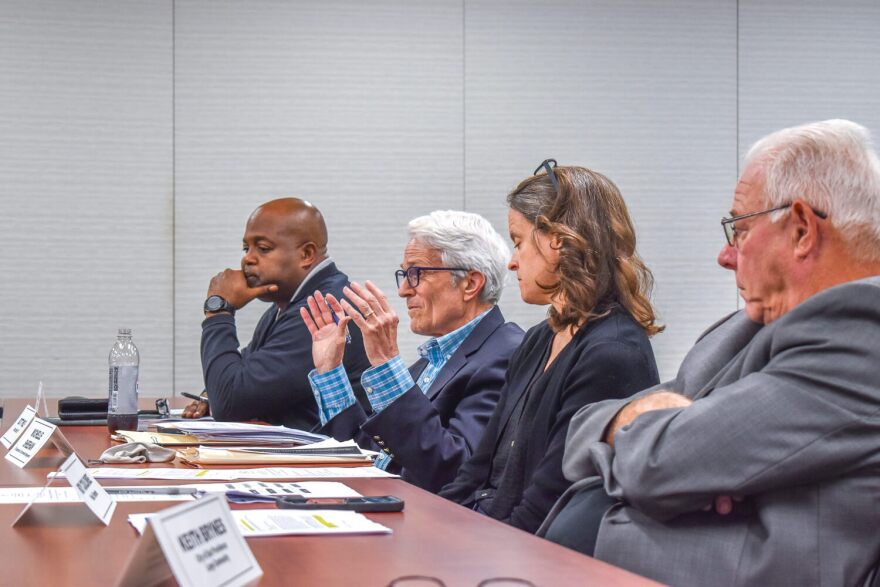 GrowSmart RI Executive Director Scott Wolf, second from left, was the State Planning Council’s lone vote against adopting Rhode Island’s State Transportation Improvement Plan on Thursday, Sept. 11, 2025.