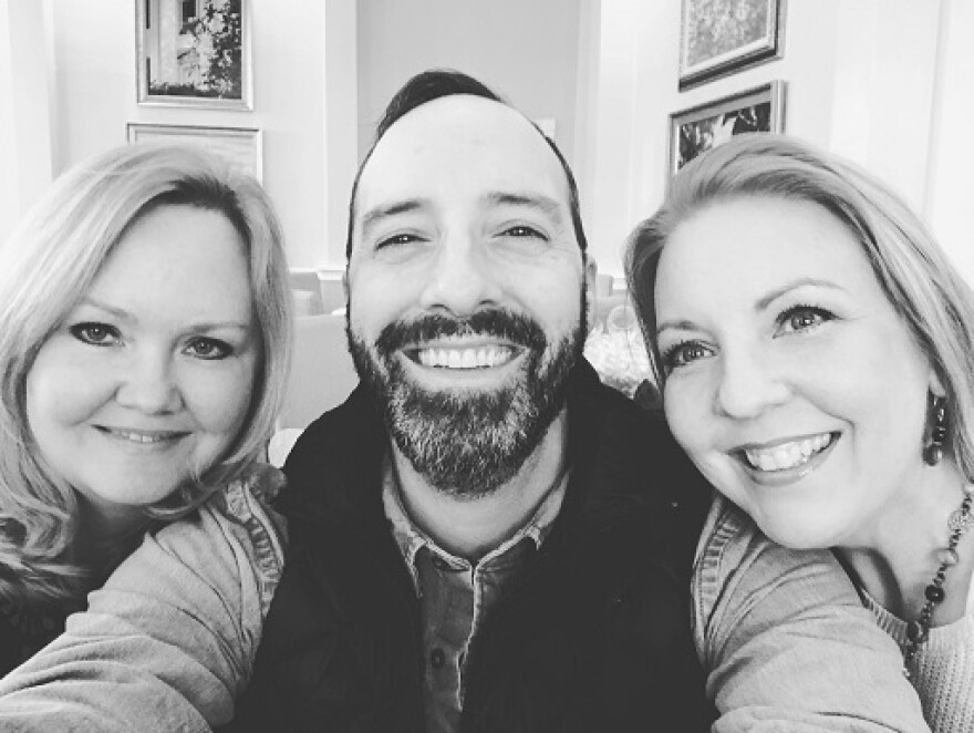 Old friends reunite for a selfie. Pictured are Gina Jordan, Tony Hale, and Cindy Hayes smiling for the camera in Tallahassee on February 9, 2019.