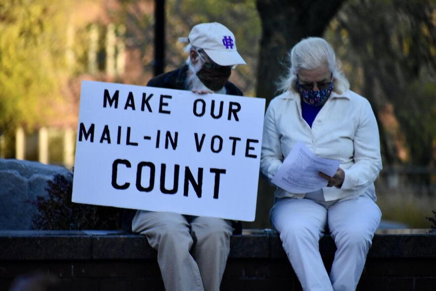 Attendees of the Defend Democracy rally in South Bend on Wednesday, November 4, 2020.