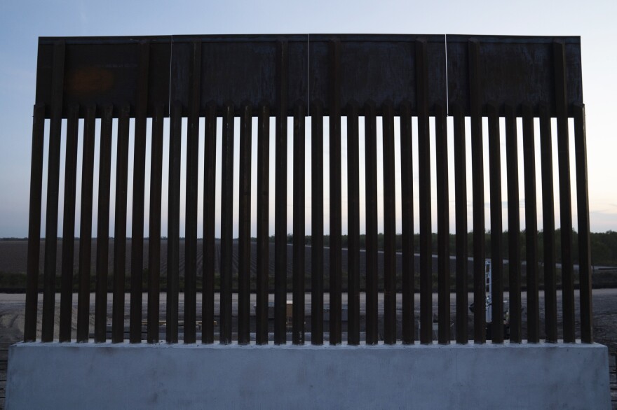 A section of the new 18-foot border wall is built in Donna, Texas. The new wall construction is already falling behind schedule because of the difficulty of acquiring private land.