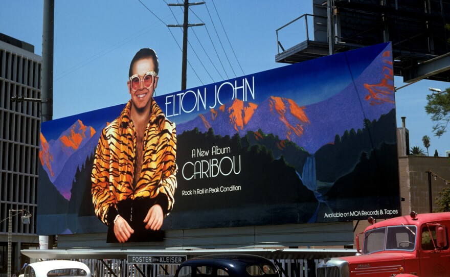 Elton John's <em>Caribou,</em> 1974 (MCA Records), art direction by David Larkham and Michael Ross, photo by Ed Caraeff, art by Chris Denney.