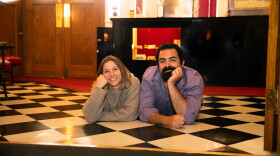 Crystal Theatre Alliance Executive Director Kate Schwerin and General Manager Will Grandbois in the lobby of the theatre.