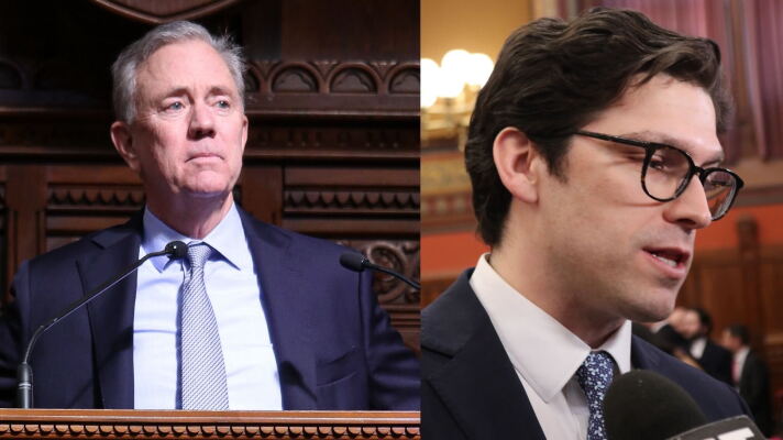 Connecticut Governor Ned Lamont (D) and State Senator Ryan Fazio (R-Greenwich)