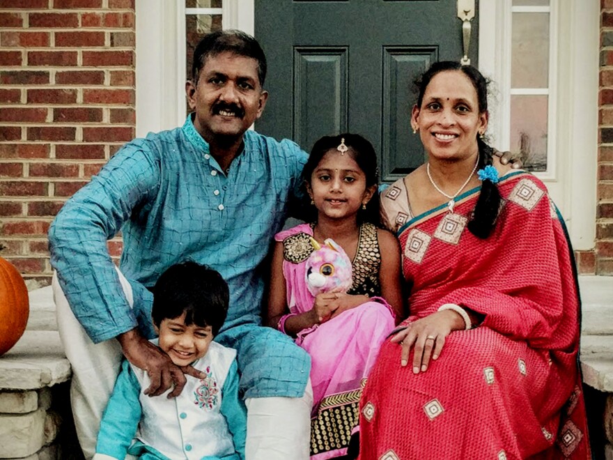 Reddy Annappareddy in 2016 with his wife Seeta Kallam, and their daughter Sravya Lalana Annappareddy, 7, and son Aviv Arya Annappareddy, 3.