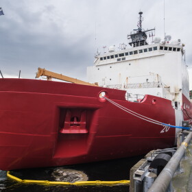 The Healy is 420 feet long — about half the length of Kodiak’s Pier 2, August 25, 2023. (Brian Venua/KMXT)