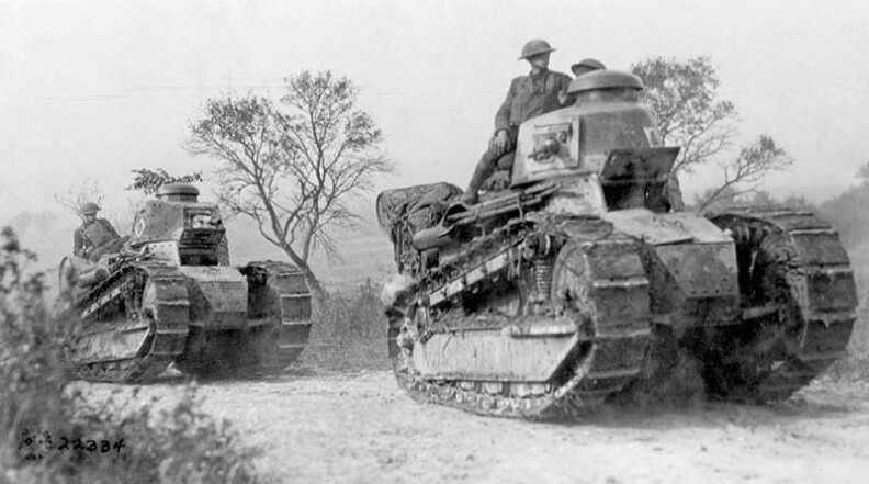Light tanks with a crew of only two, these were mass-produced during World War I.