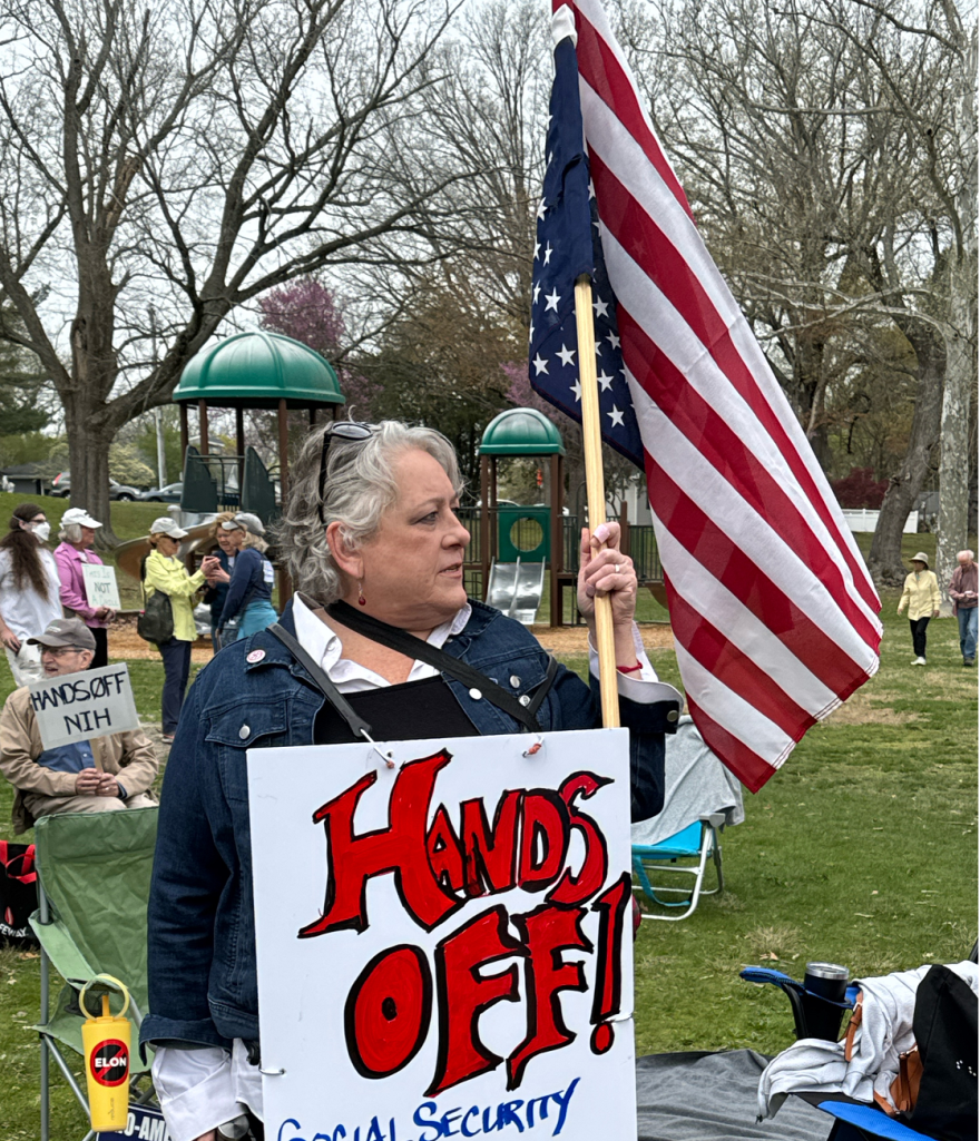 Protester at Hands Off Rally in Salisbury