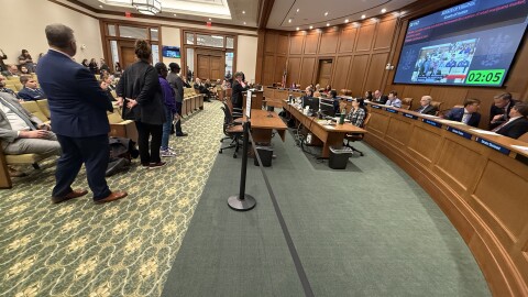 Advocates line up to testify to the Senate Courts of Justice Committee Wednesday afternoon.
