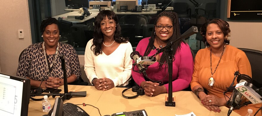 Thankyou for being a friend: from law school to the judge's bench, these women have held tight to their friendship. L to R: Shamieka Rhinehart, Camille Banks-Prince,  Keisha Wright Hill, Teresa Raquel Robinson Freeman