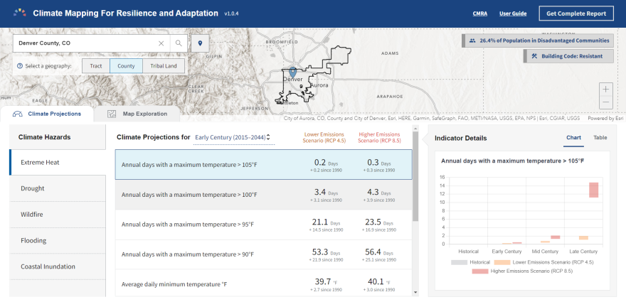 The site's Assessment Tool allows users to zoom in on specific locations to see projected future climate conditions.