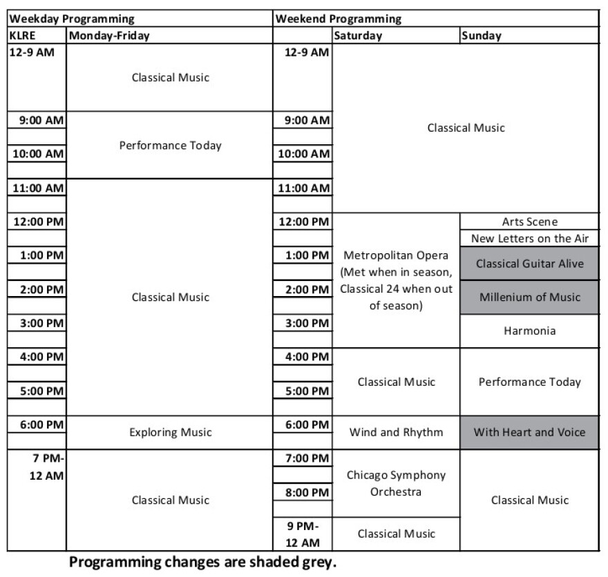 KLRE Program Schedule