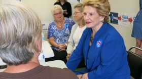 Michigan U.S. Senator Debbie Stabenow joins a round table discussion at the Hillary Clinton campaign headquarters in Davenport.