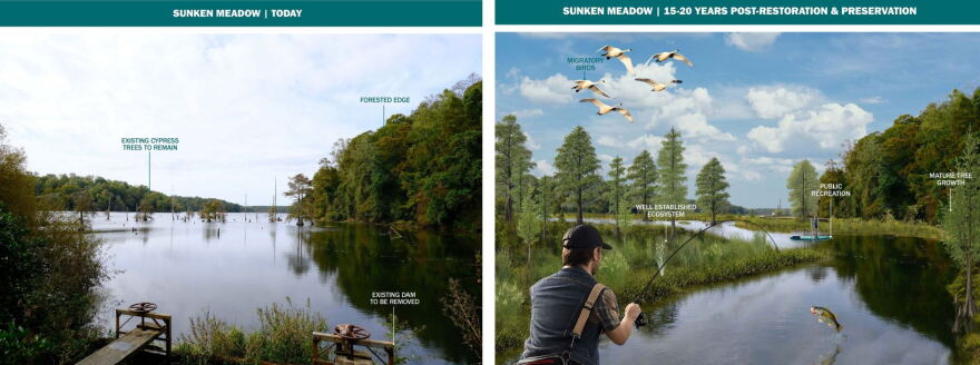 Renderings of what the restored Sunken Meadow site could eventually look like.