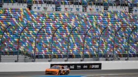 A. J. Allmendinger works on the track during a NASCAR Daytona 500 practice, Wednesday, Feb. 11, 2026, in Daytona, Fla.