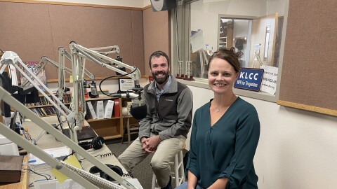 Workforce Analyst Henry Fields (left), and Sabrina Gordon of the Eugene Education Association.