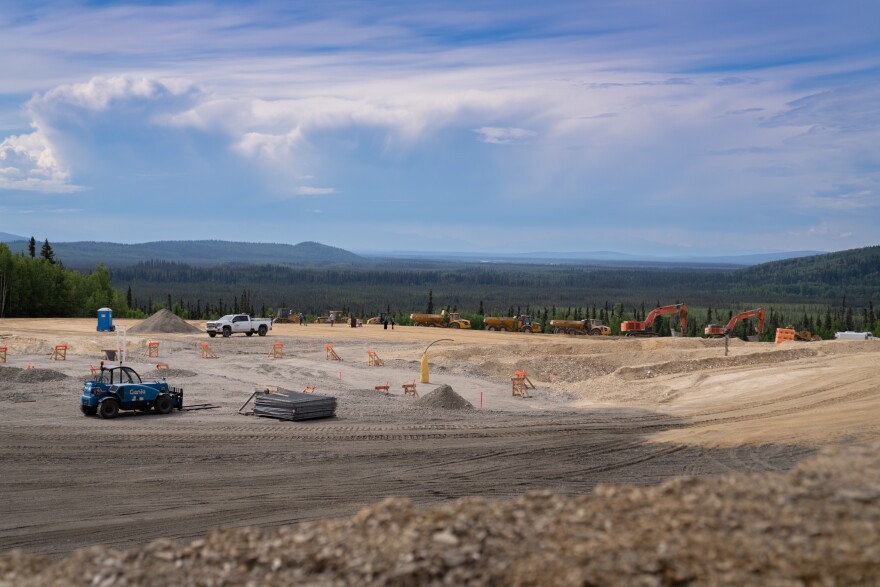 Earthmovers on the cemetery site off Johnson Road in Salcha were parked and work was temporarily halted during the June 20 groundbreaking ceremony.