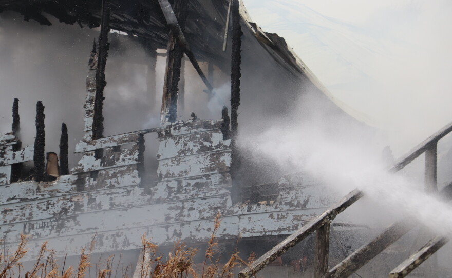 The remains of a house that burned down in Dillingham. Sept. 16, 2022.