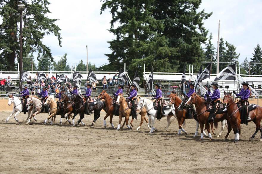 The Rein ’n Rowdies are an equestrian drill team that practices at an arena near Tacoma, Wash.
