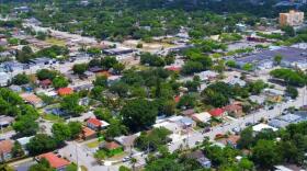 Aerial view of a neighborhood
