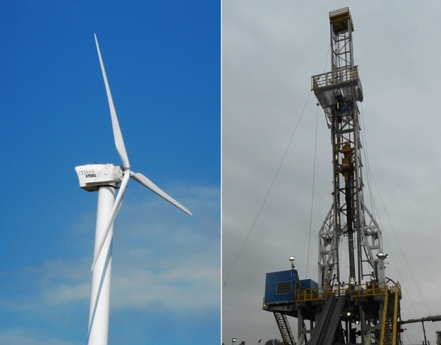 Wind turbine and fracking site (WCPN stock photos)
