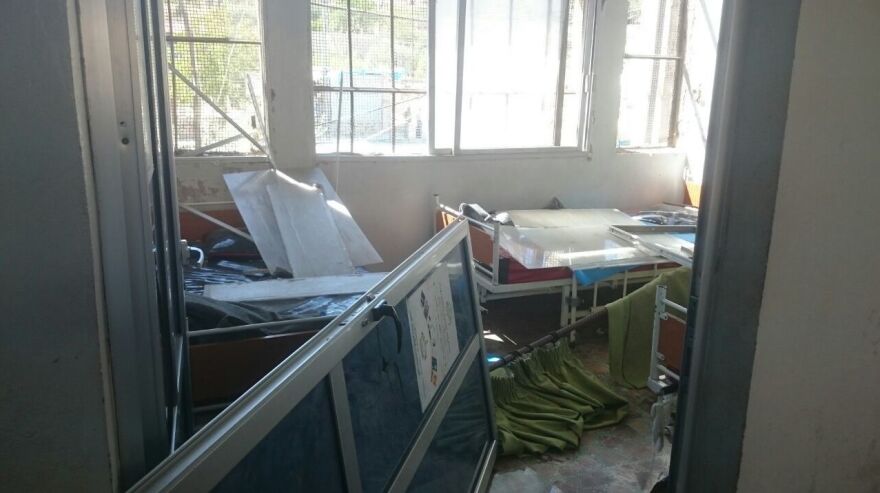 An image from inside the damaged hospital in Idlib. Save the Children says hospital staff delivered more than 10 babies a day last month.