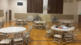 The Coalville Red Cross Shelter pictured Aug. 11. One table featured board games.