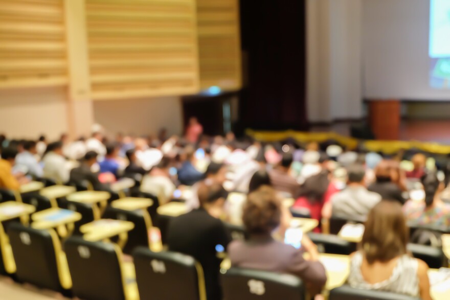 students in university lecture hall