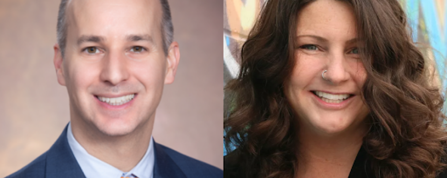 L: Incumbent Andy Schor, R: Kathie Dunbar