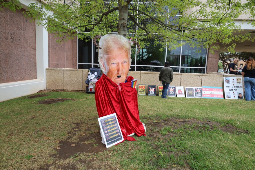 Around 300 people gathered for a No Kings Rally at Abilene City Hall to criticize President Donald Trump and the decisions made under his administration. (Photo by Baylie Simon)