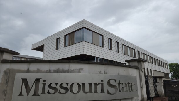 Missouri State's Clifton M. Smart III University Advancement Center, seen from the corner of Bear Blvd. and National Ave.