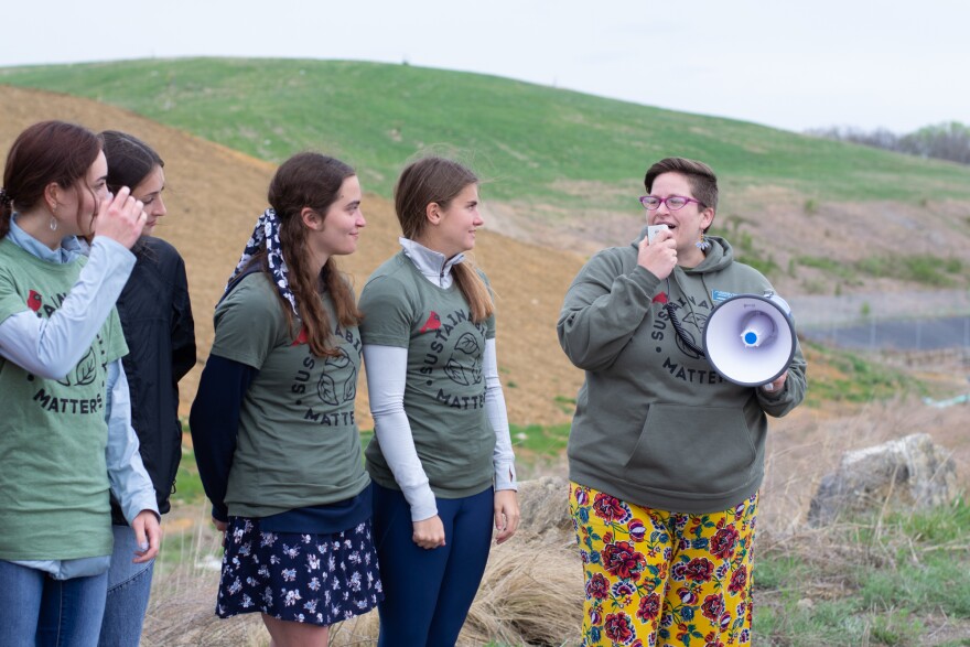 Hannah Bement (right) with her student ecologists.