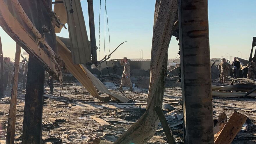 Damage at the al-Asad military base in Iraq, days after a missile attack by Iran. The barrage was in retaliation for the U.S. killing of a top Iranian general in a drone strike in Baghdad on Jan. 3.