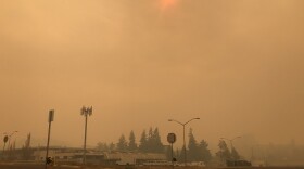 At noon on September 5, 2020, Lane Community College main campus is enveloped in a smokey haze.