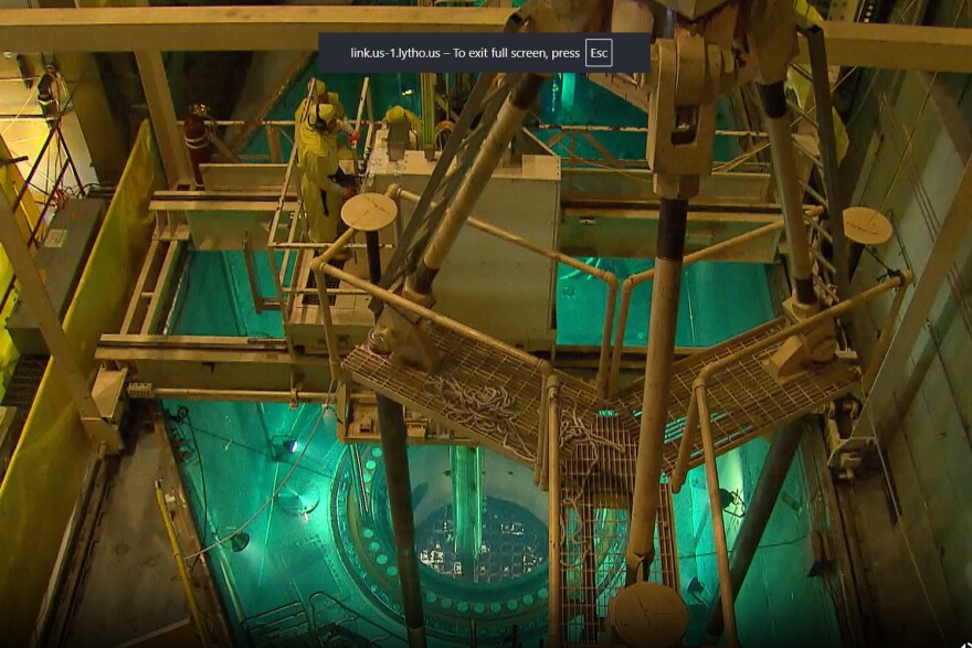 Workers are shown inside the Robert Emmett Ginna Nuclear Power Plant, which is located on the southern shore of Lake Ontario, in the town of Ontario, Wayne County.