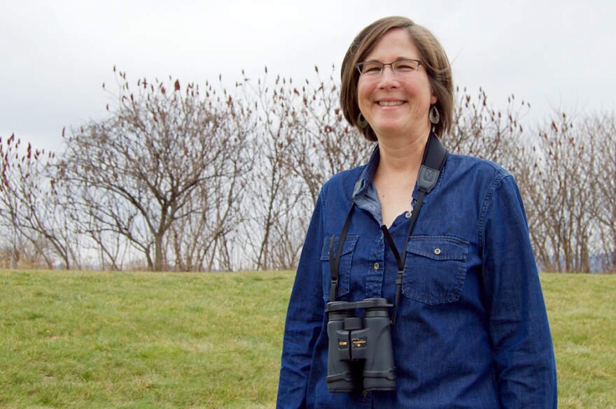 Susan Smith with binoculars