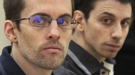 Shane Bauer (left) and Josh Fattal at a February court hearing in Tehran.