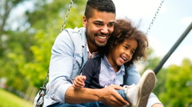 Father having fun with his daughter in the park