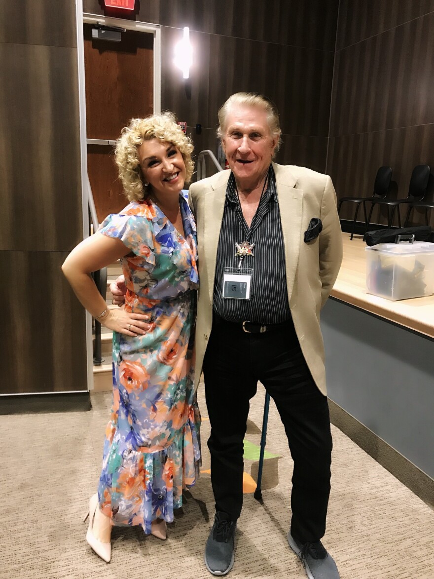 The author, singer Jessica Ann Best, with Sherrill Milnes in 2018