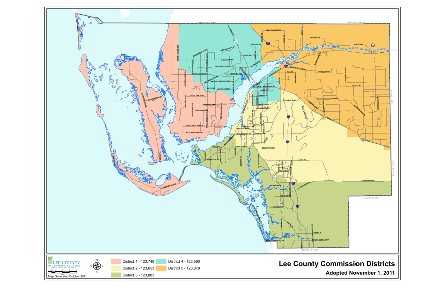 Current Lee County Commission districts.