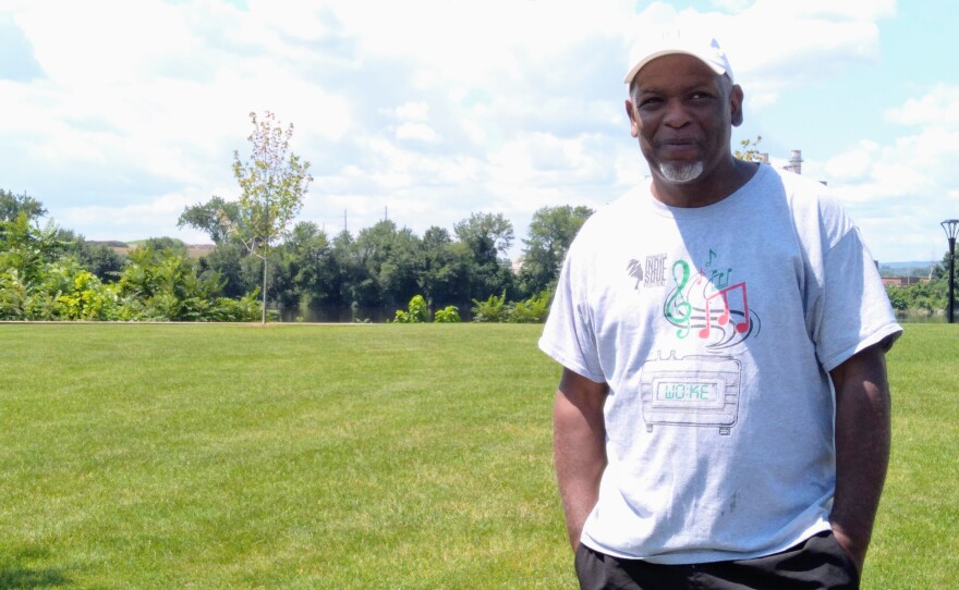 Festival organizer Darryl Moss stands in Riverfront Park along the Connecticut River in Springfield, Massachusetts, where the 2021 Indie Soul Festival is taking place in late August.