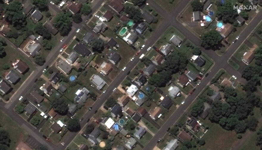 <strong>BEFORE FLOOD - July 14, 2020:</strong> Close-up of homes along Boessel Avenue in Manville, N.J.