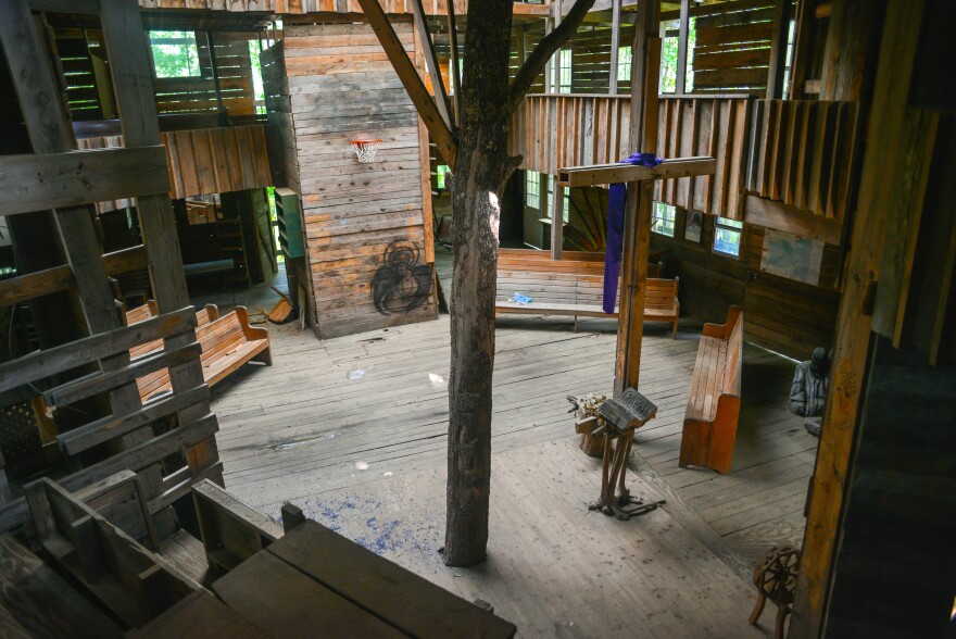 The treehouse held classrooms, bedrooms, and a chapel that doubled as a basketball court.